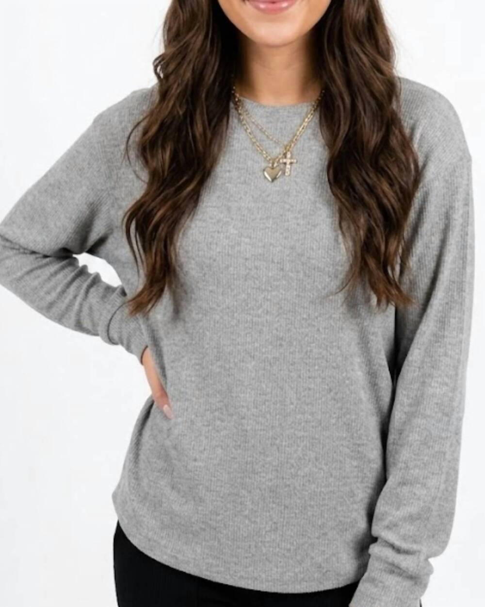 NEW MICHELLE MAE corrine pullover top in light grey